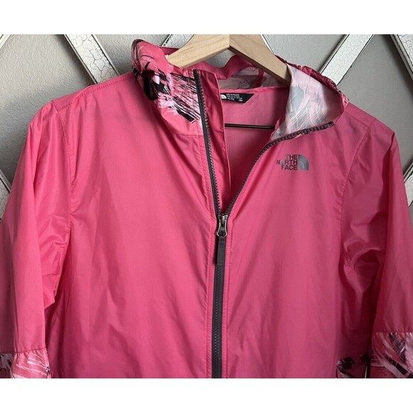 The North Face Girl’s XL 18 Full Zip Hooded Windbreaker Jacket - Pink - Picture 2 of 8